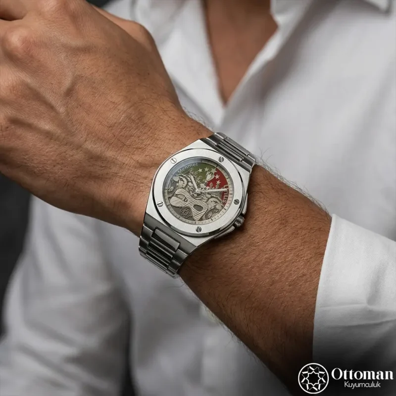 Aslan Tasarım Gümüş Kadranlı Erkek Kol Saati