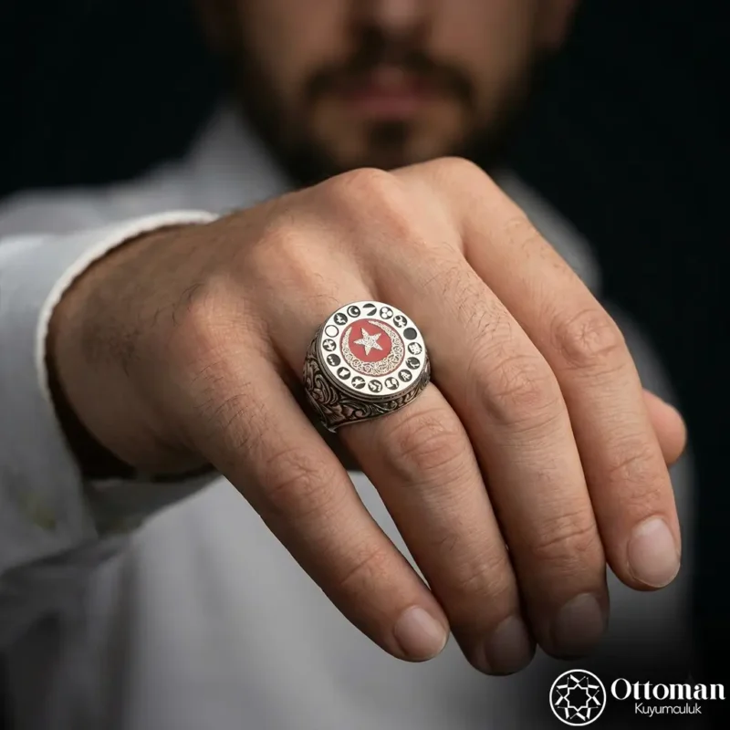 Türk Devletleri Bayrakları Gümüş Yüzük