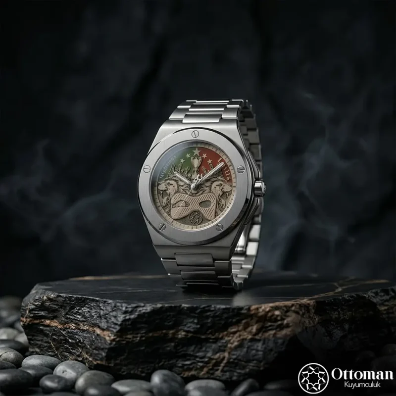 Aslan Tasarım Gümüş Kadranlı Erkek Kol Saati
