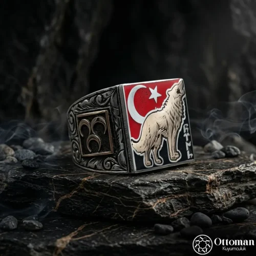 Bozkurt Ay Yıldız Gümüş Yüzük