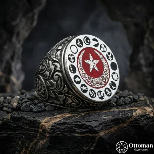 Türk Devletleri Bayrakları Gümüş Yüzük