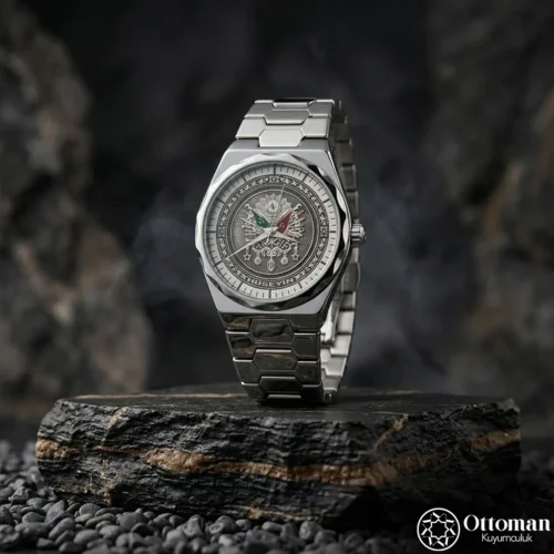 Osmanlı Sancağı Gümüş Kadranlı Erkek Kol Saati