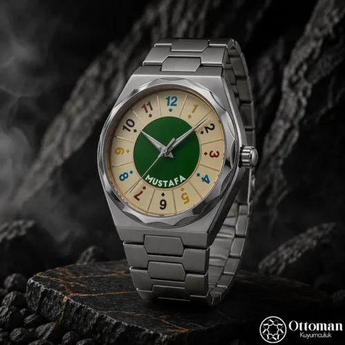 Okey Tasarımlı Gümüş Kadranlı Kol Saati