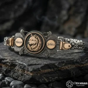 İsimli Bozkurt Figürlü Gümüş Bileklik