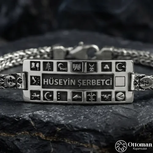 16 Türk Devleti İsimli Gümüş Bileklik