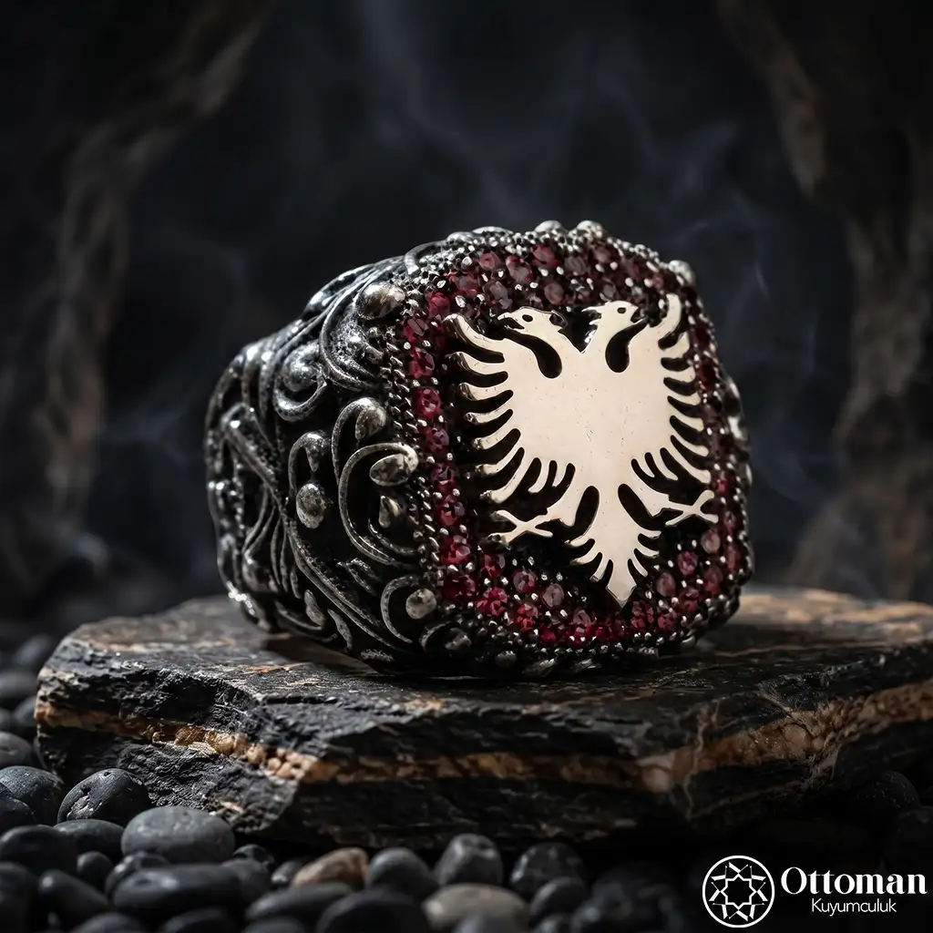Double-Headed Eagle Silver Men's Ring