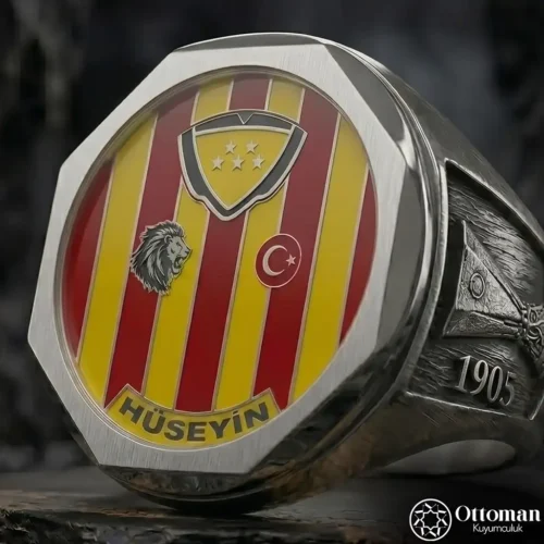 3 Kişiye Özel Aslanlı Gümüş Yüzük