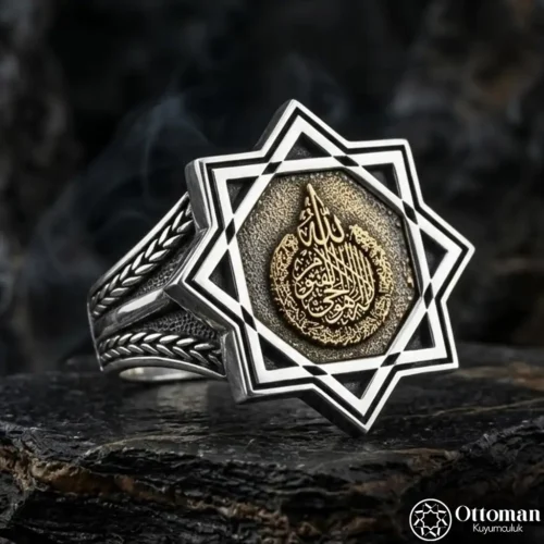 Selçuklu Yıldızı ve Hüsn-i Hat Sanatlı Gümüş Yüzük
