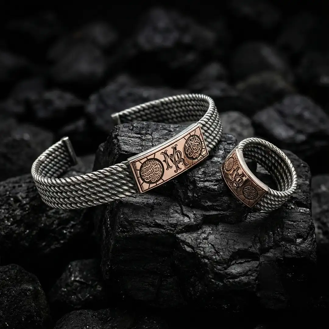 Initial Silver Ring & Bracelet Set