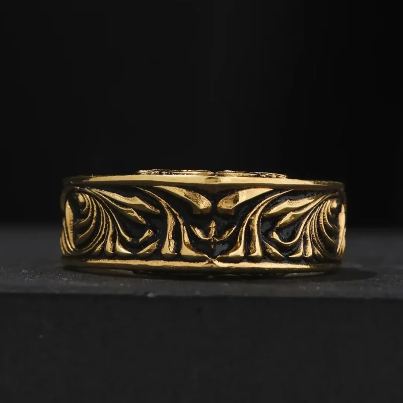 Gold Kaplama Desenli Gümüş Yüzük
