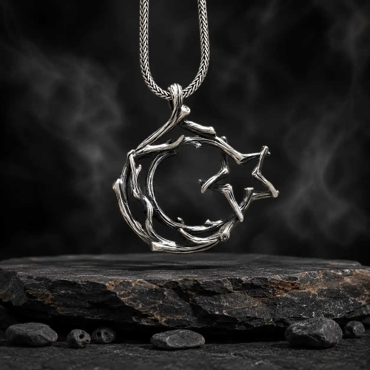Star and Crescent Dal Silver Necklace