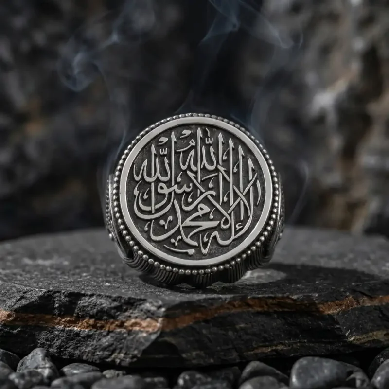 La İlahe İllallah Yazılı Kılıç Motifli Gümüş Yüzük (1) La İlahe İllallah Yazılı Kılıç Motifli Gümüş Yüzük