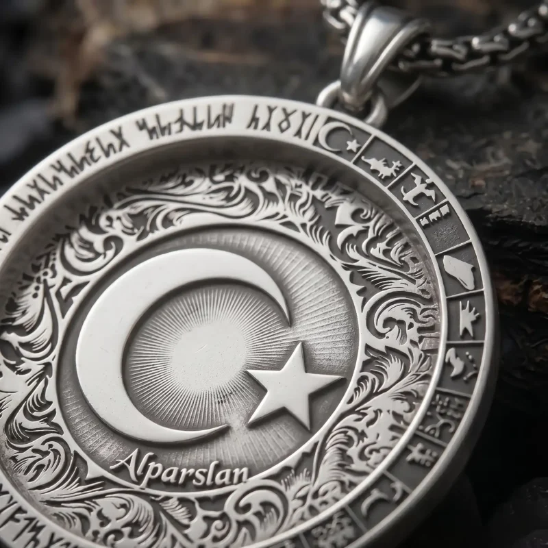 a1 (1) İsimli Ay Yıldızlı Gümüş Kolye