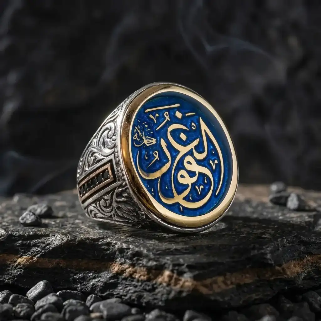 Çokça Bağışlayan Engraved Silver Men's Ring