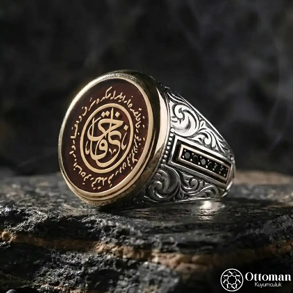 Korkaklıkta Ar İlerlemekte Şeref Vardır Engraved Silver Ring