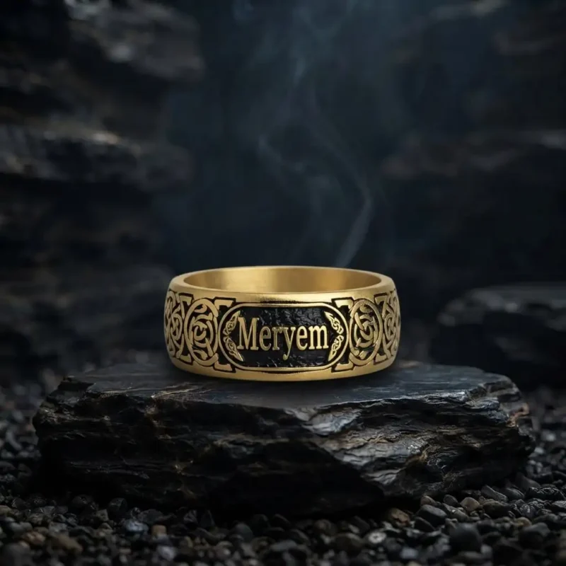 alyangumus (1) Celtic Motifli İsimli Gümüş Kadın Alyans