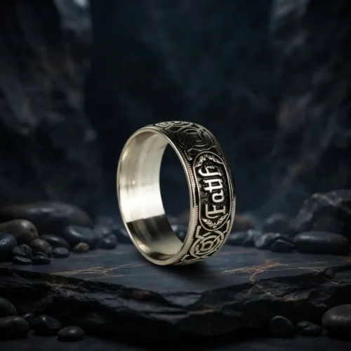 Celtic Motifli İsimli Erkek Gümüş Alyans