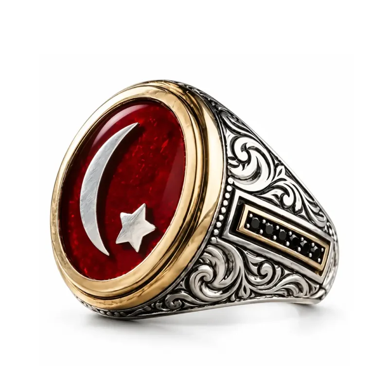 Osmanlı Hilali ve Yıldız Gümüş Yüzük