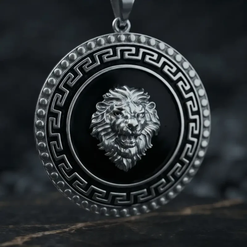 Aslan Figürlü Kral Zincir Gümüş Kolye