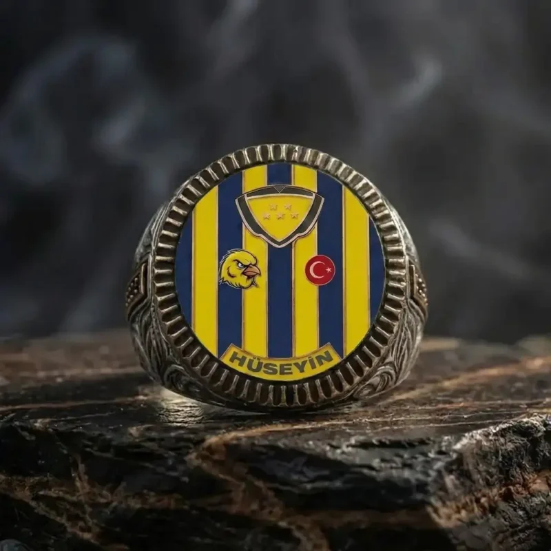 gumusyuzukottomankuyumculuk (2) Kanarya Motifli İsme Özel Gümüş Yüzük