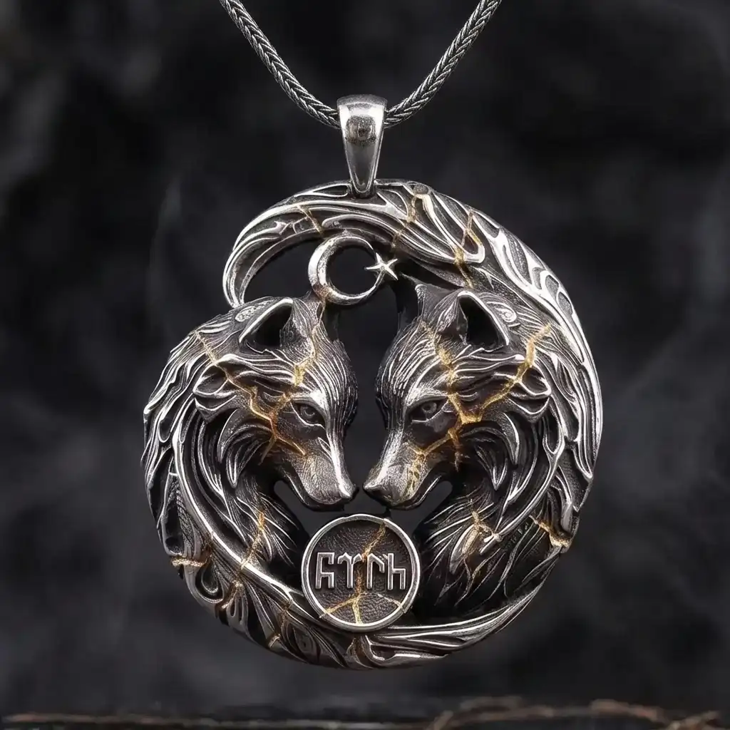 Grey Wolfun Love Silver Necklace