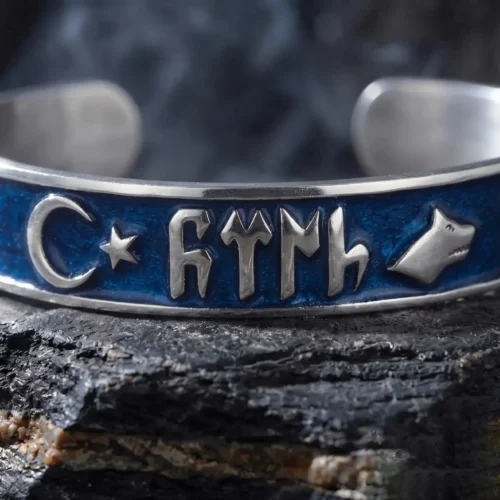 otmgumus2 (1) Göktürkçe Türk Yazılı Gümüş Bileklik