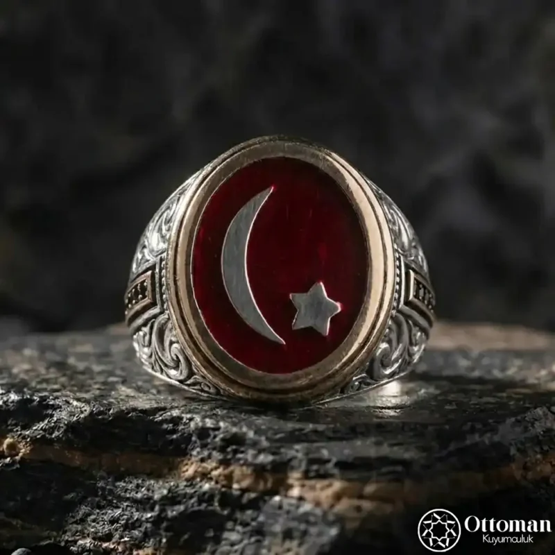 Osmanlı Hilali ve Yıldız Gümüş Yüzük