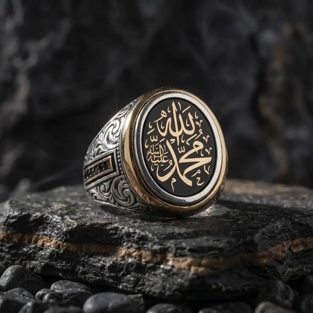 Allah-Muhammed Engraved Silver Ring