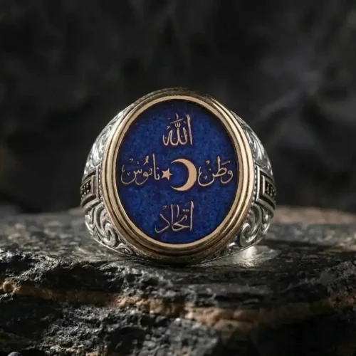 ''Allah-Vatan-Namus-İttihad'' Yazılı Gümüş Yüzük