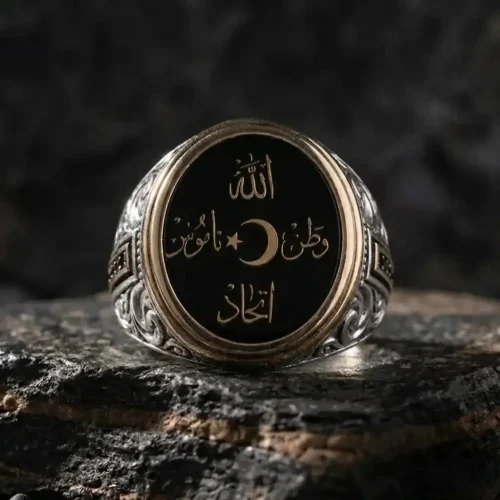 ''Allah-Vatan-Namus-İttihad'' Yazılı Gümüş Yüzük