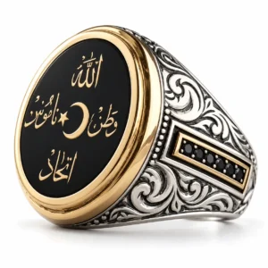 ''Allah-Vatan-Namus-İttihad'' Yazılı Gümüş Yüzük