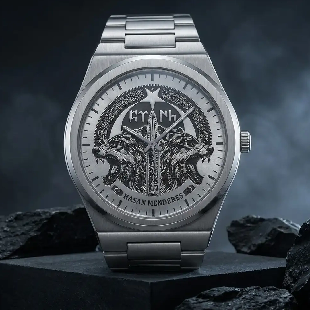 İntikam Grey Wolf Personalized Steel Wristwatch