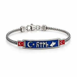 Göktürkçe Türk Yazılı Ay Yıldız Gümüş Bileklik