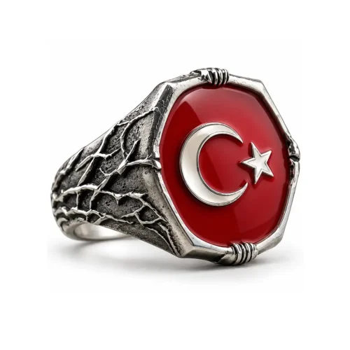 Sarmaşık Model Ay Yıldızlı Gümüş Yüzük