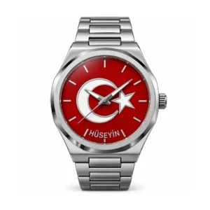 Ay Yıldızlı ve İsimli Çelik Kol Saati