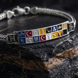 16 Türk Devleti ve Harfli Gümüş Bileklik