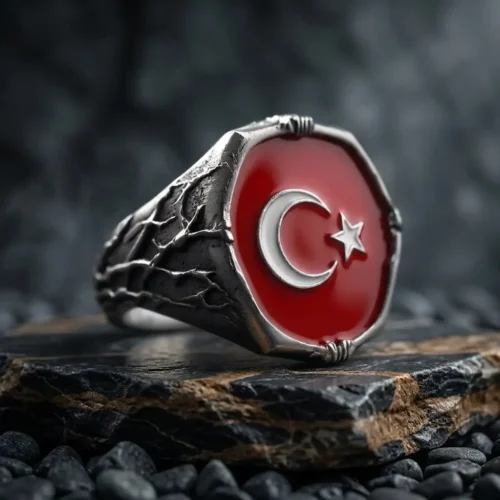 Sarmaşık Model Ay Yıldızlı Gümüş Yüzük