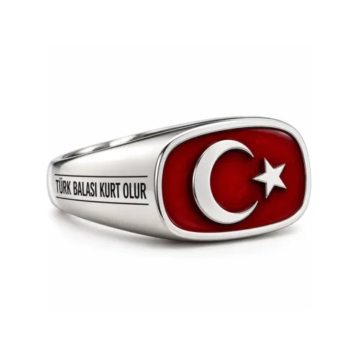 Türk Balası Ay Yıldızlı Gümüş Yüzük