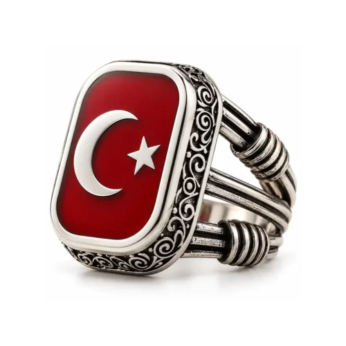 Ay Yıldızlı Estetik Gümüş Yüzük