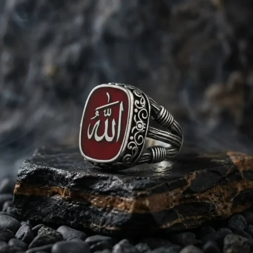 ottoman kuyumculuk yüzük kolye bileklik gümüş (3) Allah Yazılı Estetik Gümüş Yüzük