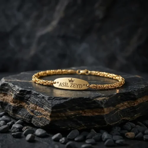 Gold Kaplama İsimli Çocuk Künye Bileklik