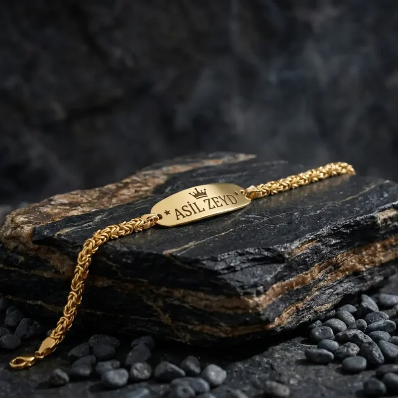 Gold Kaplama İsimli Çocuk Künye Bileklik