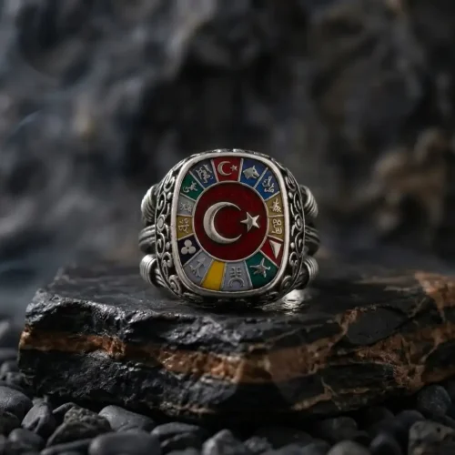 Türk Devletleri Dikdörtgen Gümüş Yüzük