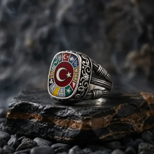 Türk Devletleri Dikdörtgen Gümüş Yüzük