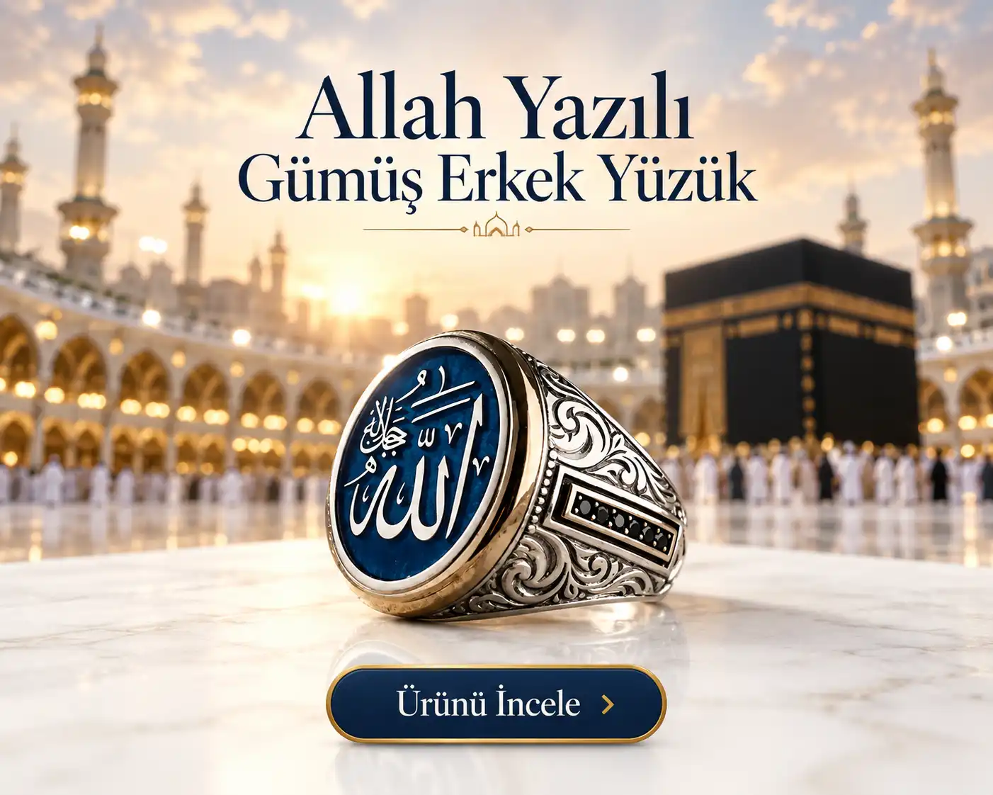 Allah Yazılı Gümüş Erkek Yüzük