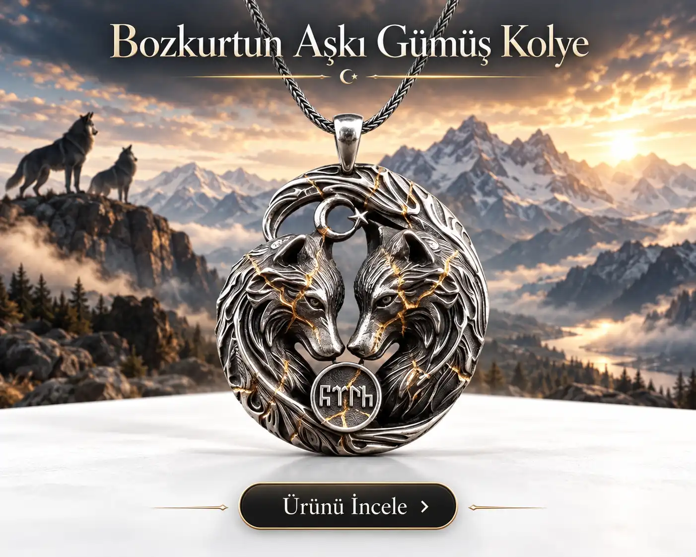 Bozkurtun Aşkı Gümüş Kolye
