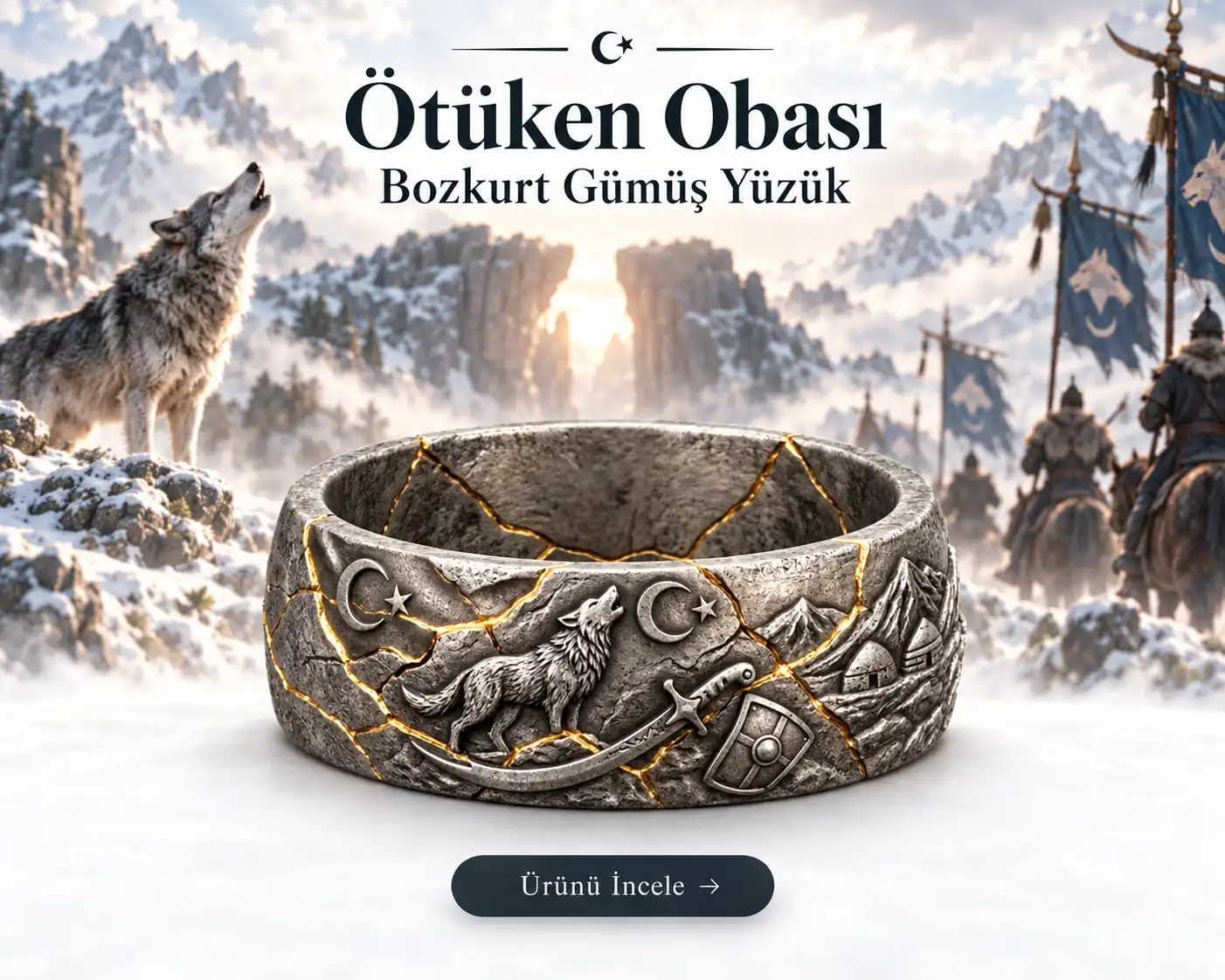 Ötüken Obası Bozkurt Gümüş Yüzük