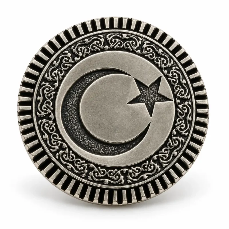 Sedef Ay Yıldızlı Osmanlı Madalyonu Ay Yıldızlı Gümüş Rozet