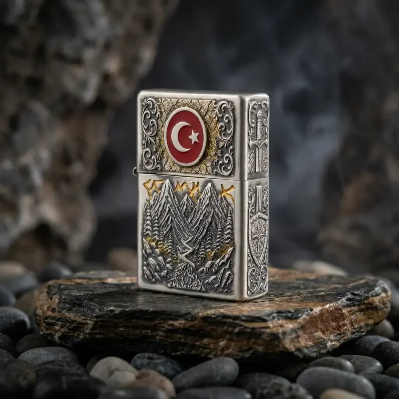 Bozkurt Ötüken Gümüş Premium Benzinli Çakmak