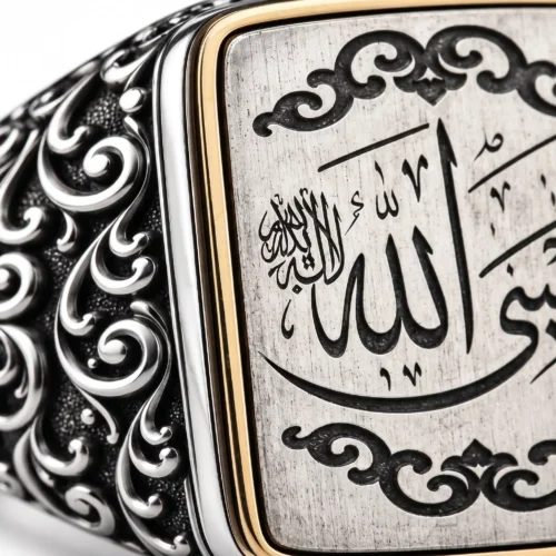 ottoman kuyumculuk gümüş erkek yüzük modelleri (1) Hasbiyallah Yazılı Kare Gümüş Yüzük